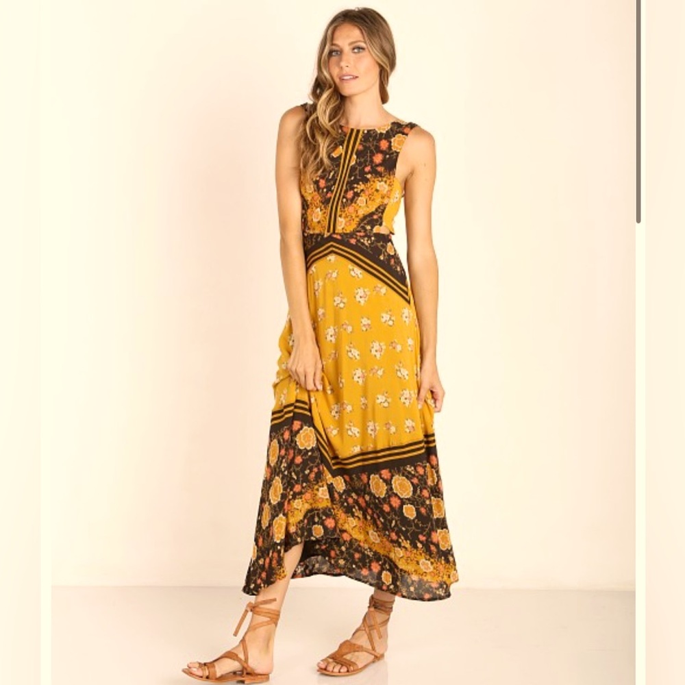 NWOT Free People 60's Sunrise Oblivion Dress Antique Gold